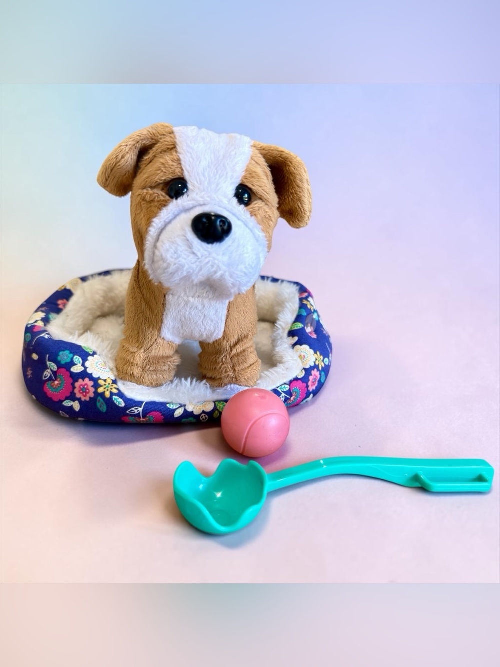 American Girl dog Pet Bulldog “meatloaf” With Bed And Toy Accessories *retired*